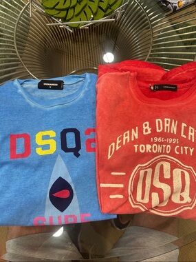 DSQUARED2 Red and Light Blue Graphic Tee Set